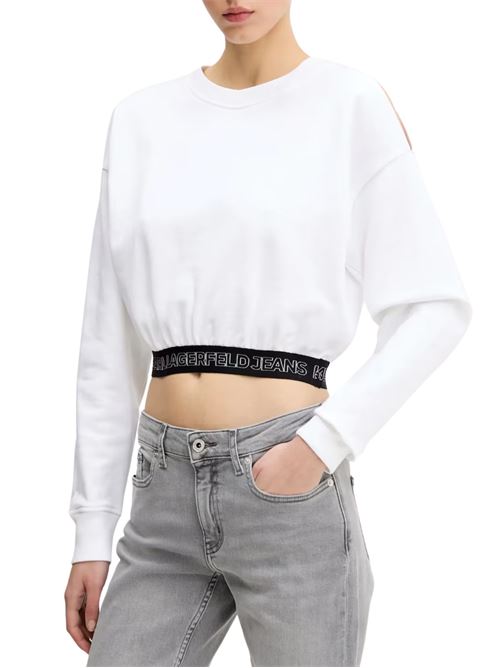 Felpa crop donna bianca in cotone Karl Lagerfeld jeans | A2W20062100